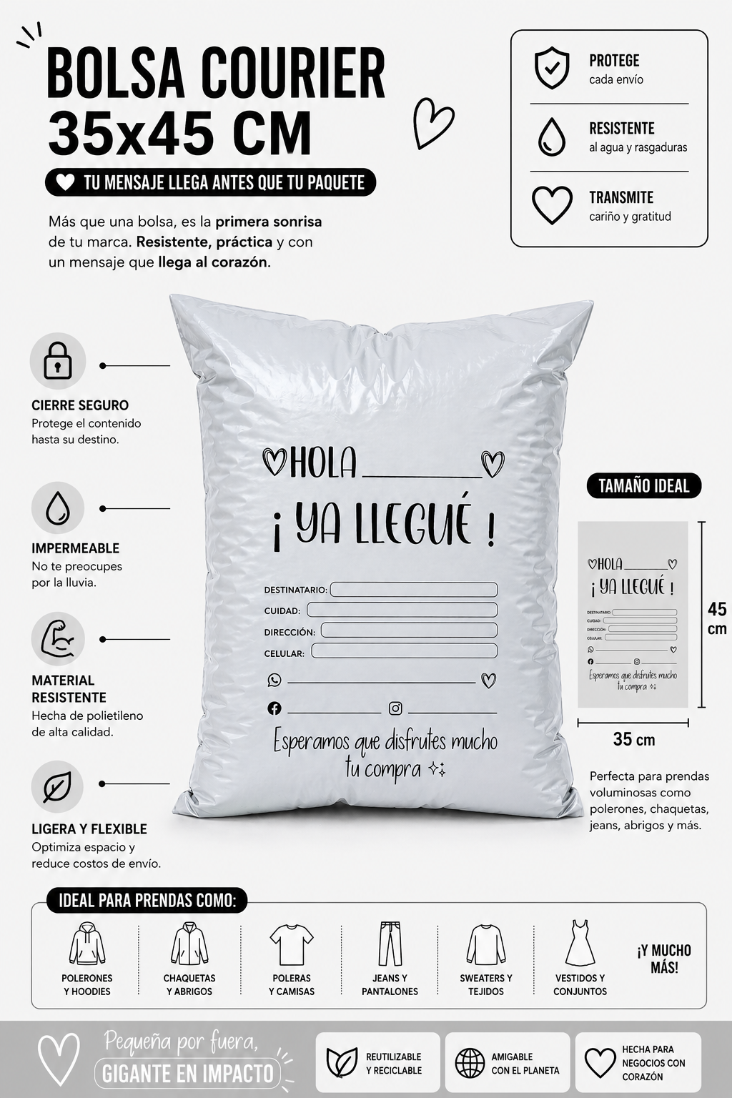 Bolsas Courier Premium Destinatario 35 X 45