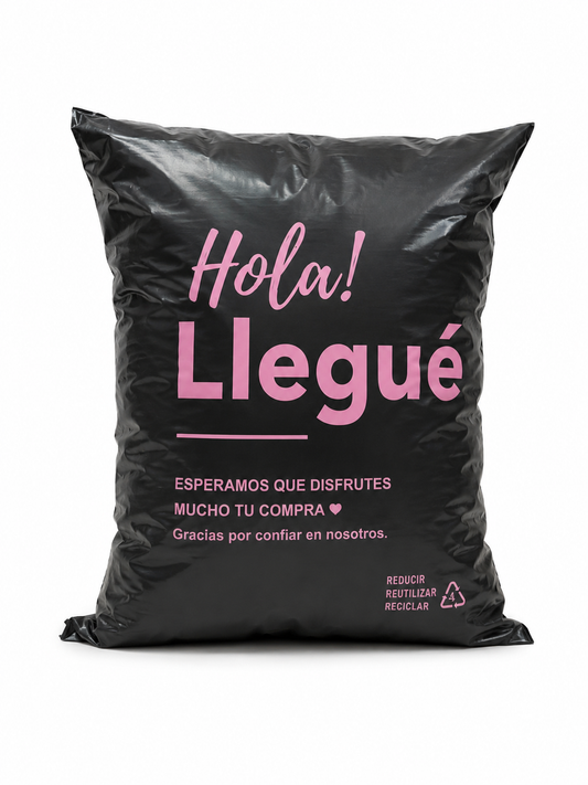Bolsas Courier Premium Negro con Fucsia - 25x35