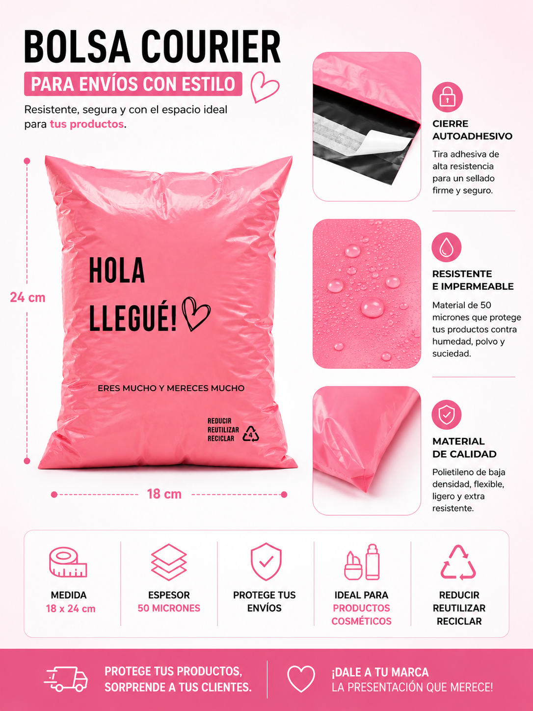 Bolsas Courier Hola Ya Llegue 18 X 24