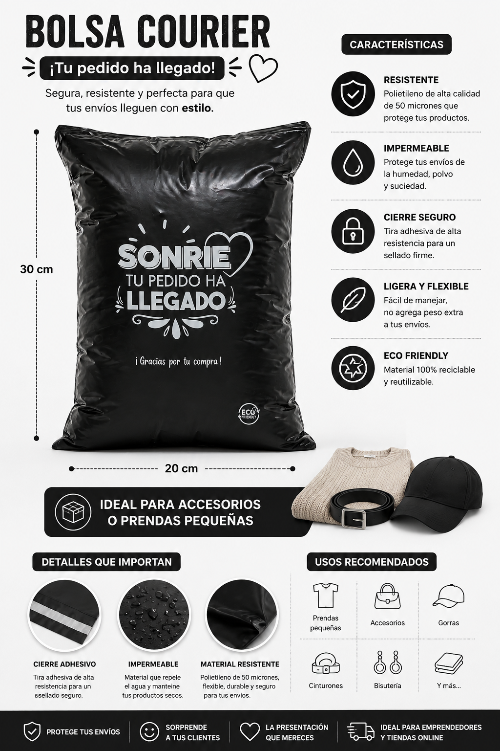 Bolsa Courier  Premium 20x30 - Gracias por tu compra